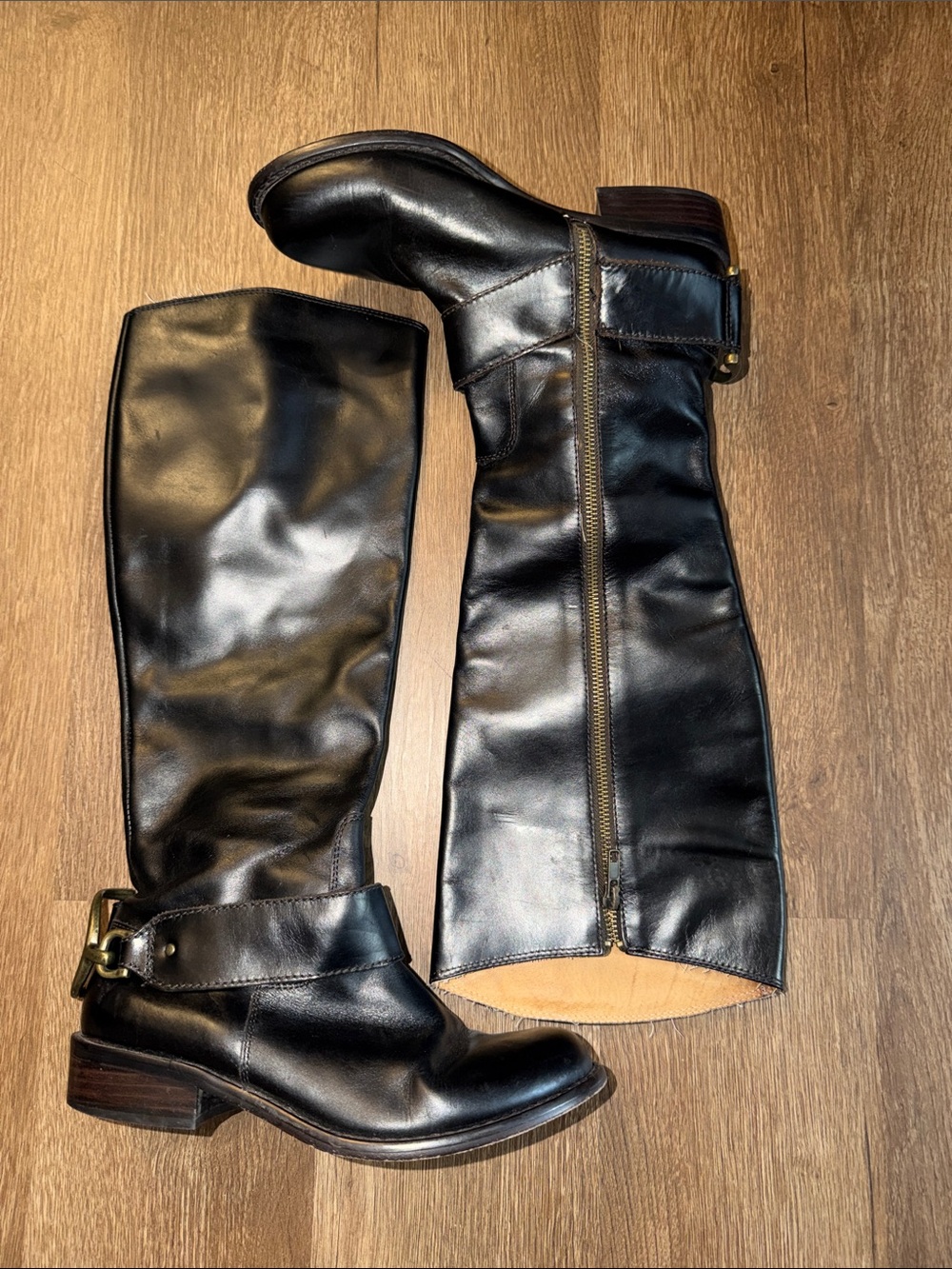 Vintage Juicy Couture Cadley Buckle Black leather Riding Boots custom size 8 m